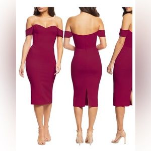 Dress the Population Burgundy Mid-Length Dress - medium
